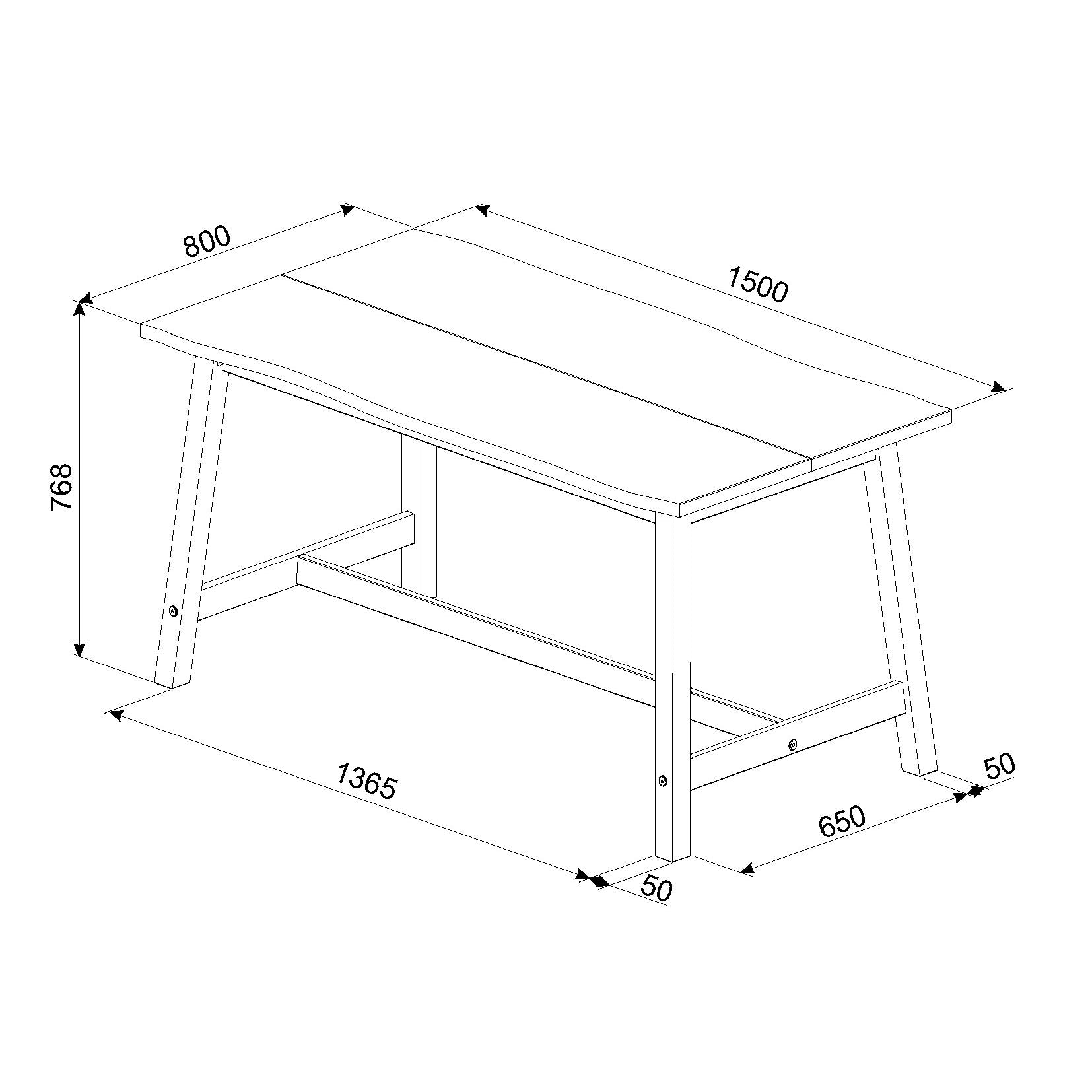 Corona Black Dining Table - live edge large dining table - Price Crash Furniture