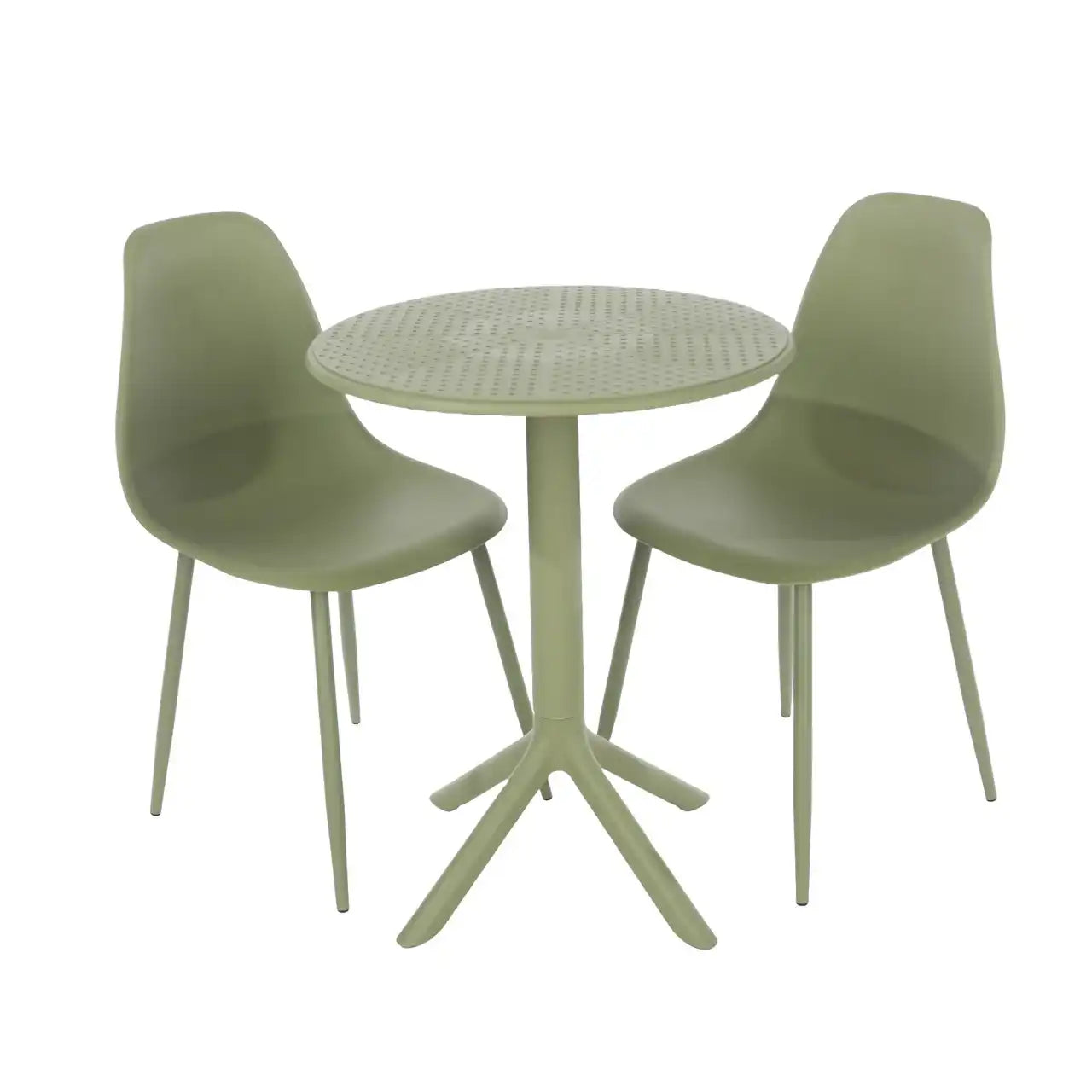3 Piece Outdoor Garden Bistro Table & 2 x Chair Set Green - Price Crash Furniture