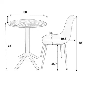 3 Piece Outdoor Garden Bistro Table & 2 x Chair Set Terracotta - Price Crash Furniture