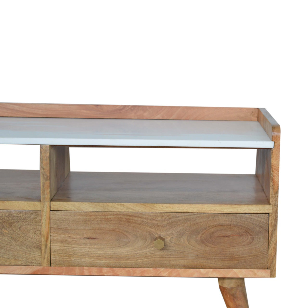 White Marble Top Media Unit TV Stand