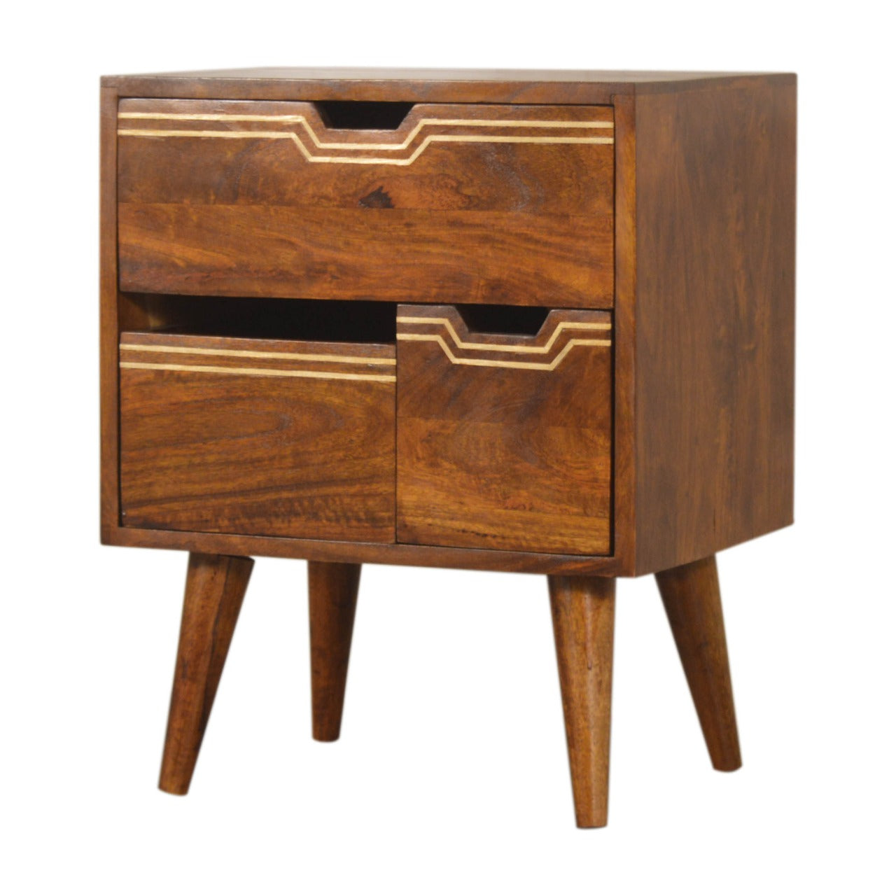 Multi Drawer Chestnut Bedside with Removeable Drawers - Price Crash Furniture