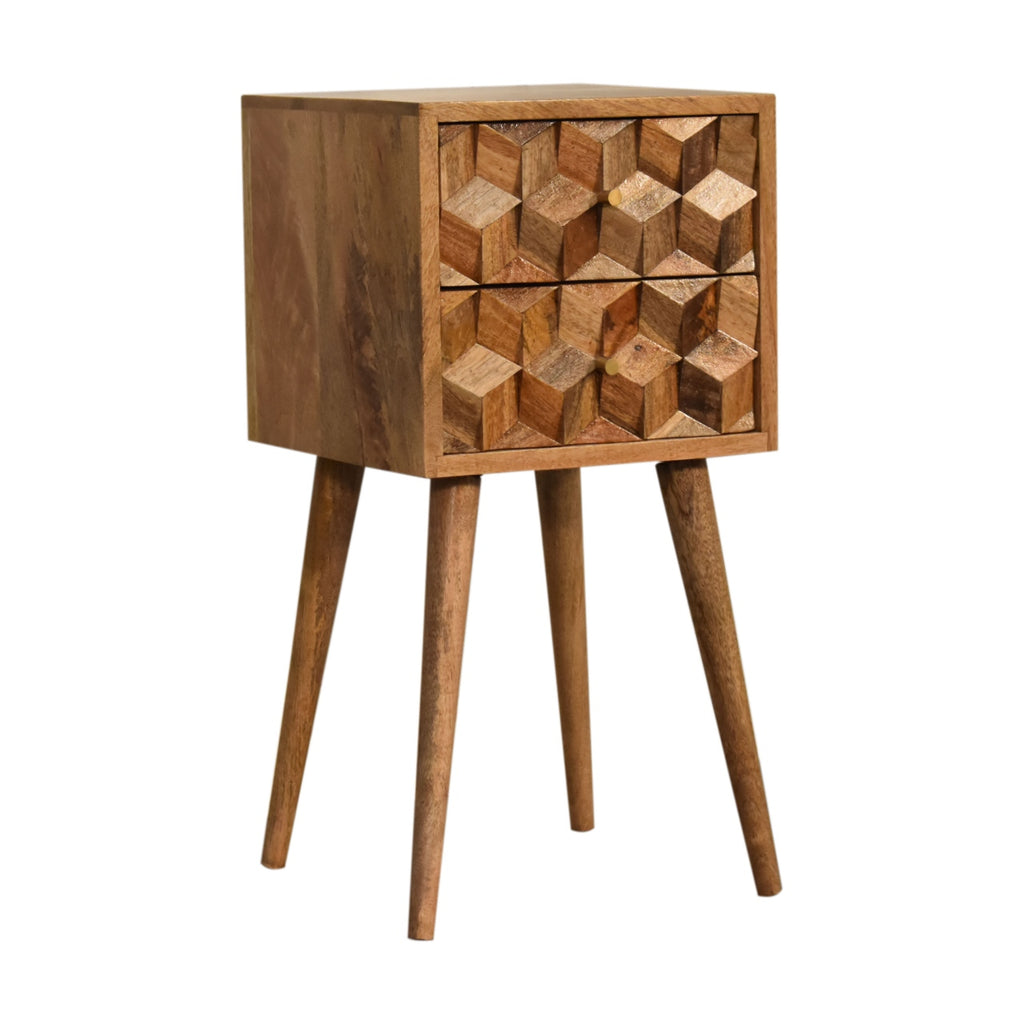 Mini Cube Carved 2 Drawer Bedside by Artisan Furniture - Price Crash Furniture