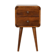 Mini Chestnut Curved Bedside Table Unit 2 Drawer