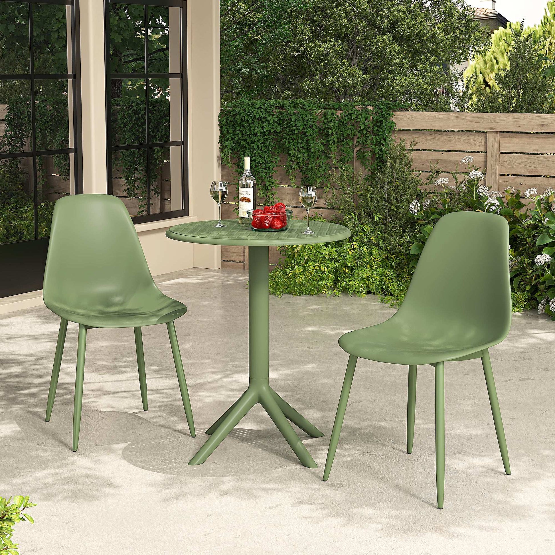 3 Piece Outdoor Garden Bistro Table & 2 x Chair Set Green - Price Crash Furniture