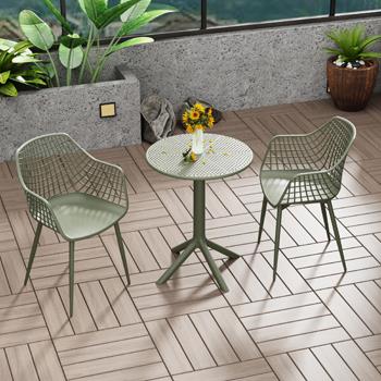 Core Products 3 Piece Garden Bistro Table & 2 x Armchair Set Outdoor - Green - Price Crash Furniture