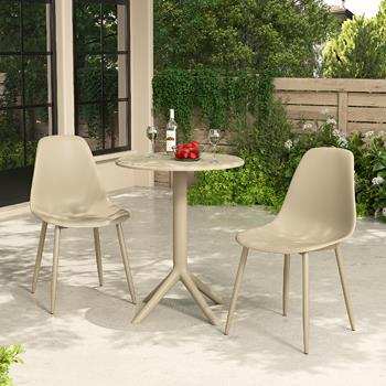 3 Piece Garden Outdoor Bistro Table & 2 x Chair Set Sand - Price Crash Furniture