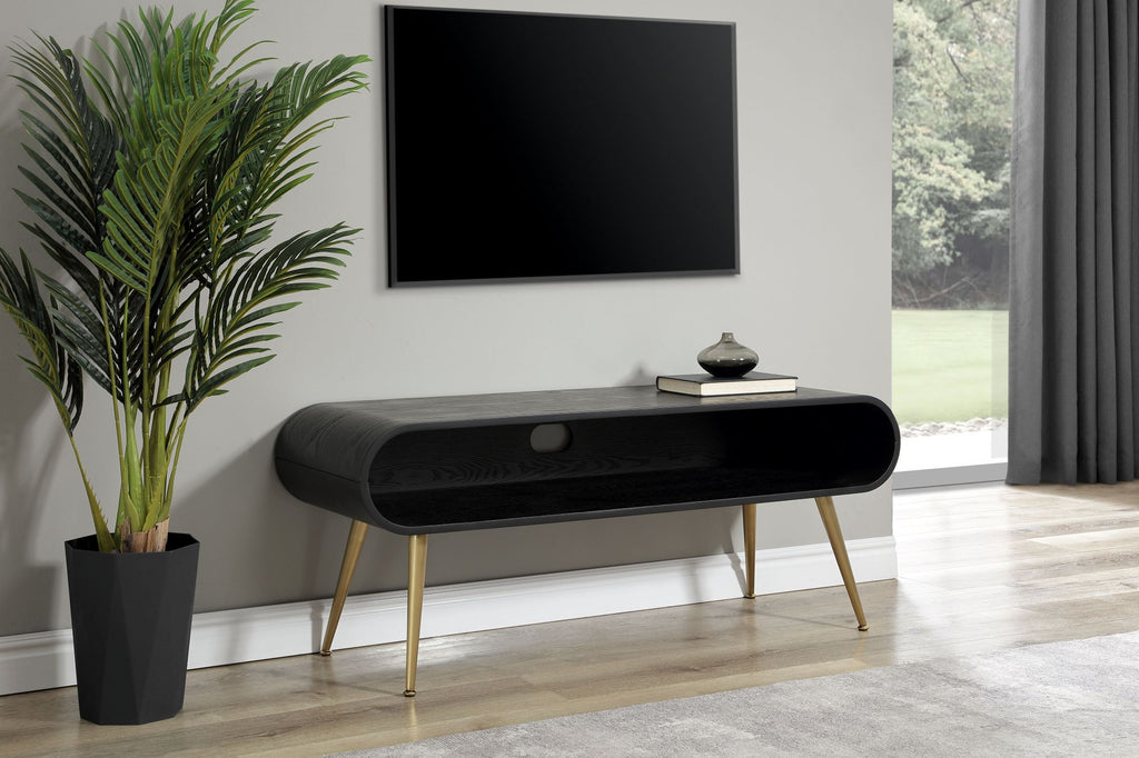 Auckland TV Stand Black & Brass by Jual - Price Crash Furniture