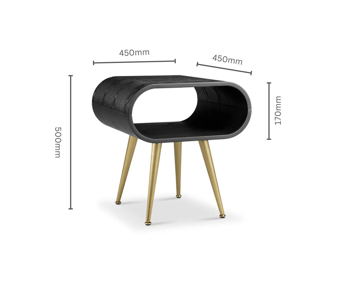 Auckland Lamp Table Black & Brass by Jual - Price Crash Furniture