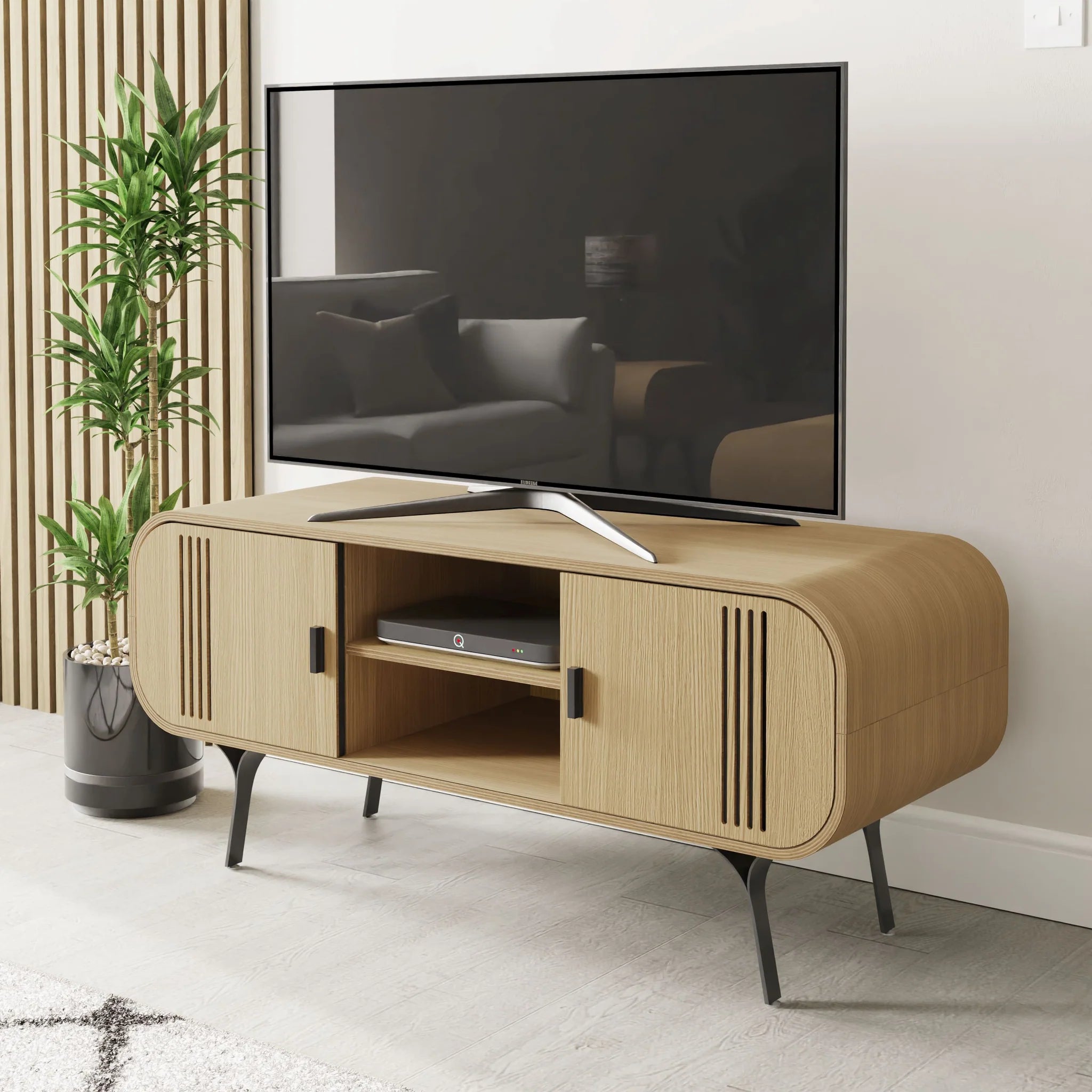 JF101 Milano TV Stand Cabinet Unit in Oak by Jual Furnishings - Price Crash Furniture