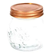 Small Kitchen Glass Embossed Storage Jar Copper Lid - Price Crash Furniture