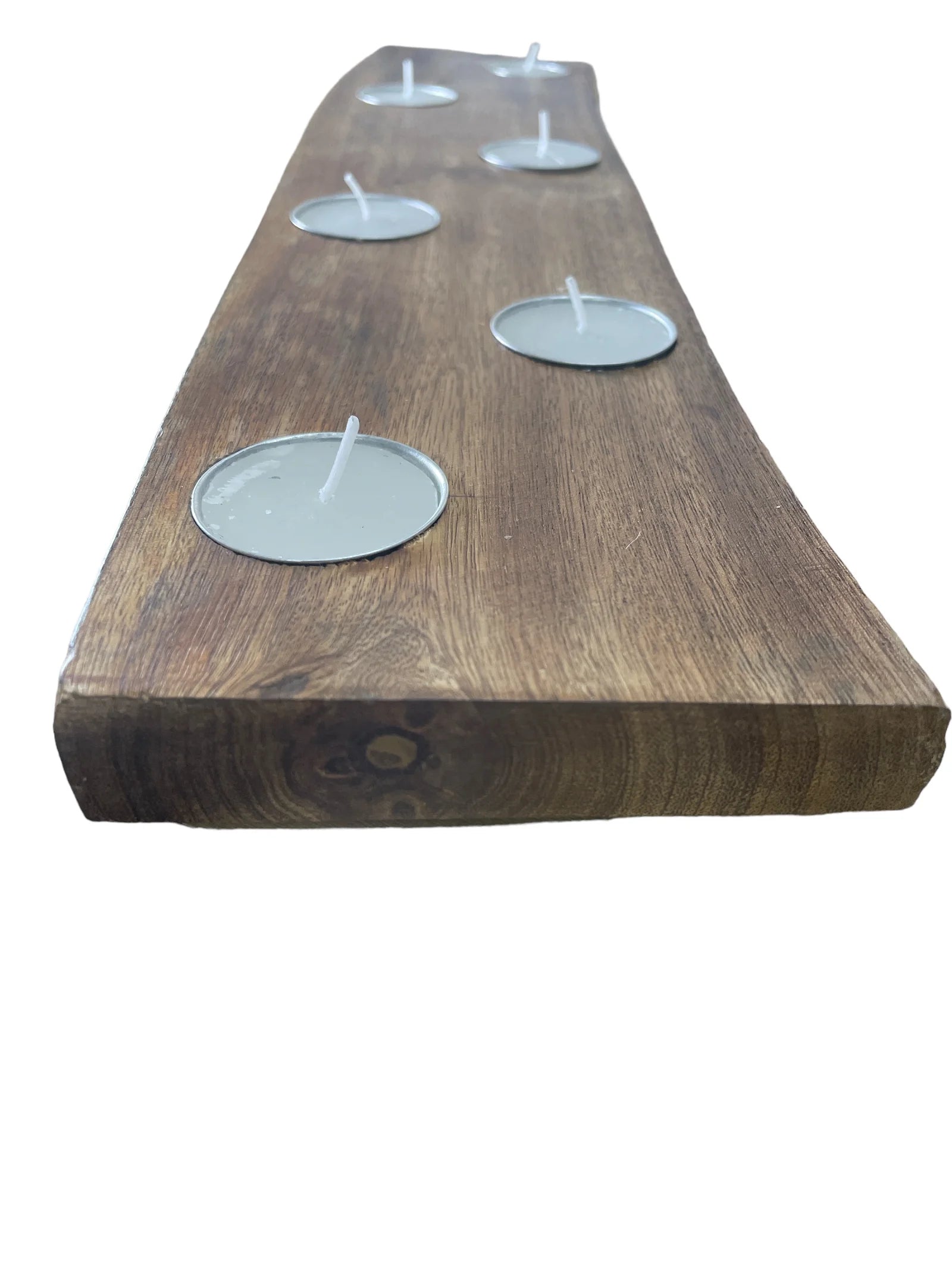 Long Mango Wood 6 Tea Light Holder 49cm - Price Crash Furniture