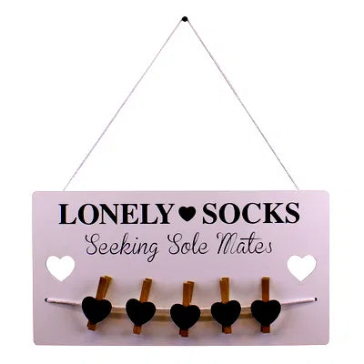 Hanging Lonely Sock Plaque 40x21cm - Price Crash Furniture