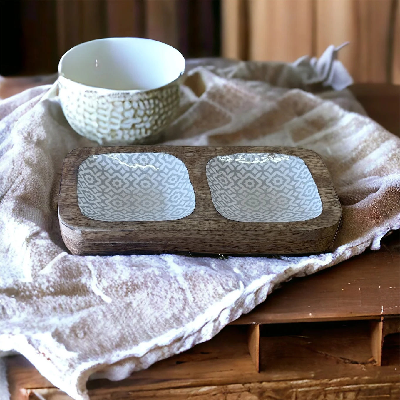 Wood Enamel Snack Bowls - Price Crash Furniture