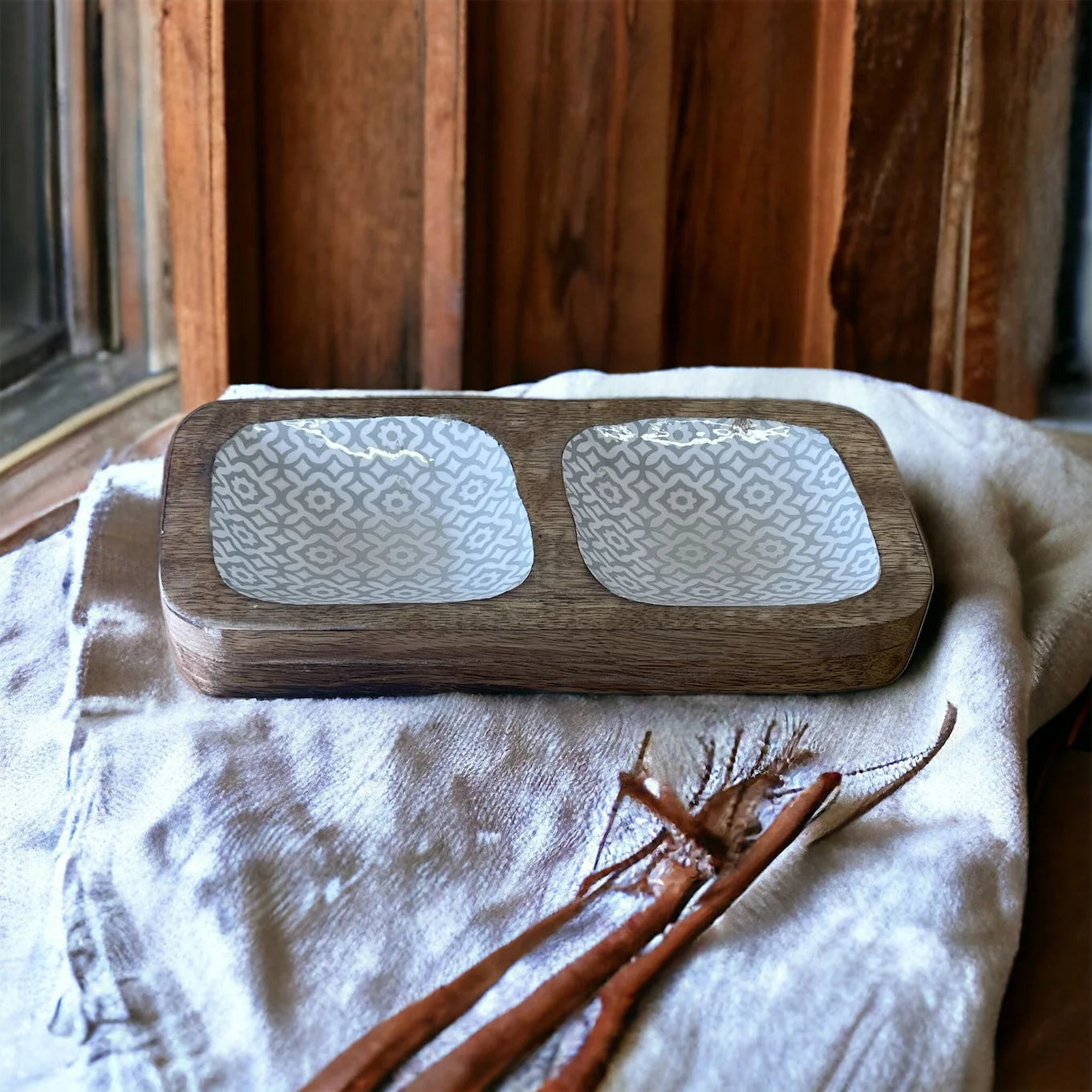 Wood Enamel Snack Bowls - Price Crash Furniture