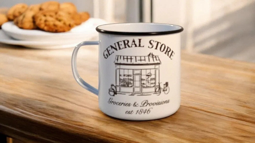 White General Store Retro Tin Mug - Price Crash Furniture