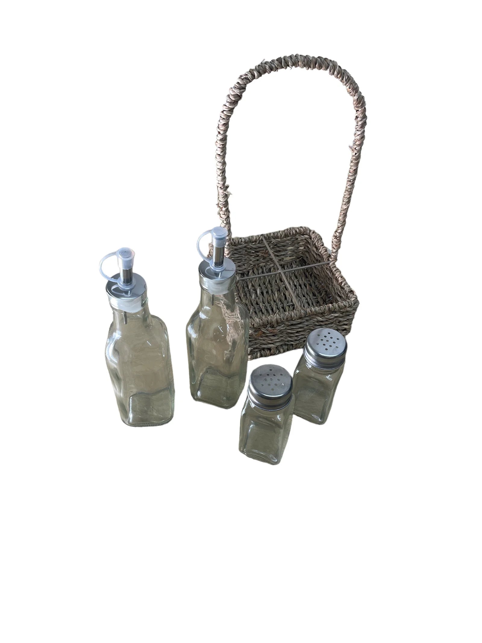 Oils And Cruet Set With Seagrass Holder - Price Crash Furniture