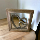 Wooden Framed Metal Hearts, 20cm - Price Crash Furniture