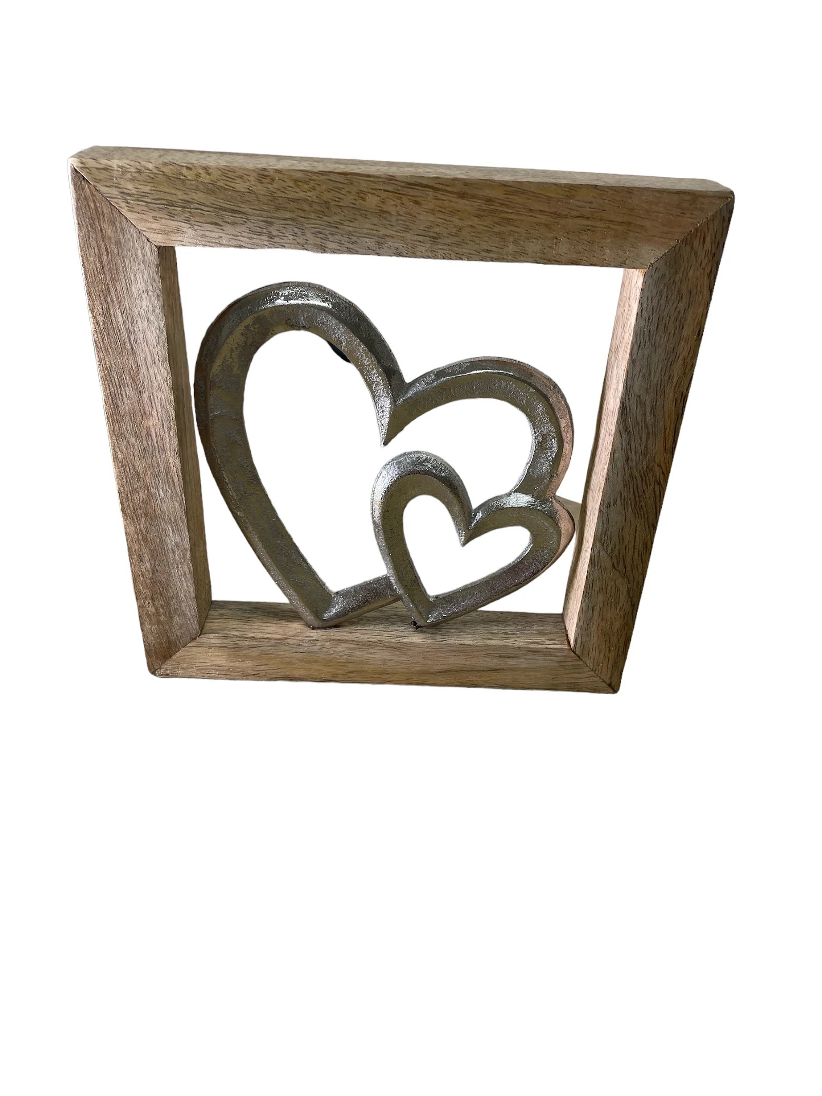 Wooden Framed Metal Hearts, 20cm - Price Crash Furniture