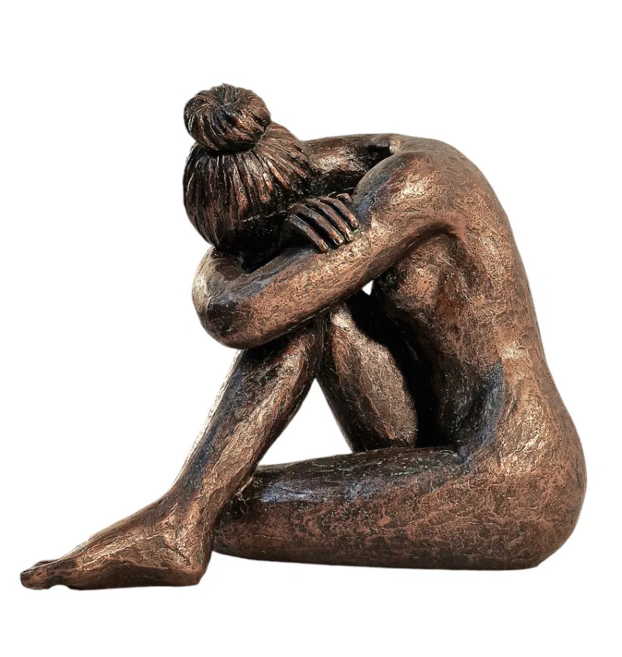 Sitting Man Bronze Style Statue 44.5cm - Price Crash Furniture