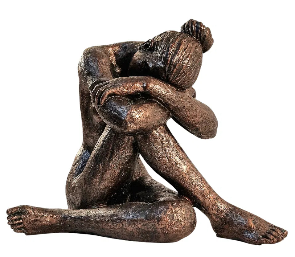 Sitting Woman Statue Bronze Style 41cm - Price Crash Furniture