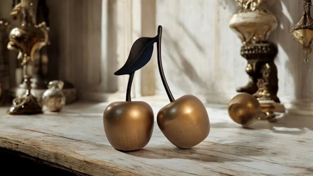 Gold Aluminium Cherry Ornament 22.5cm - Price Crash Furniture