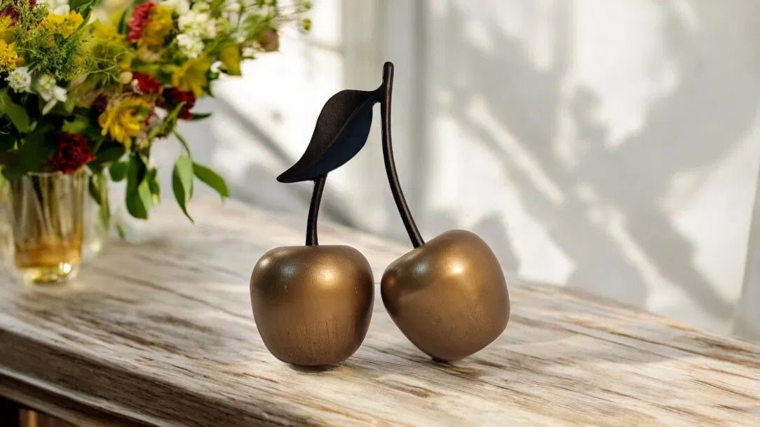 Gold Aluminium Cherry Ornament 22.5cm - Price Crash Furniture