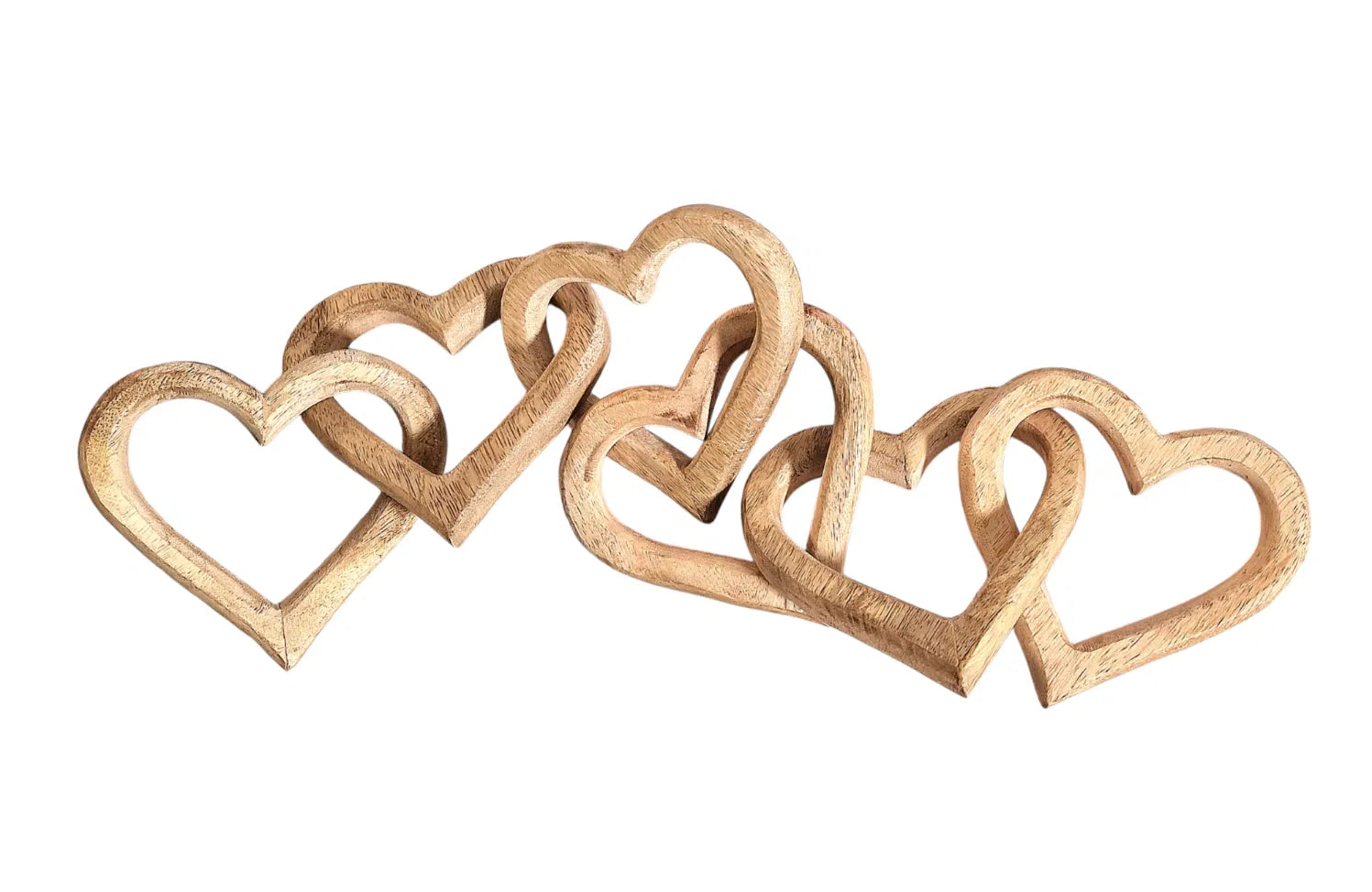 Wooden Heart Chain Ornament Wall Decoration 50cm - Price Crash Furniture