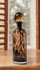 Leopard Design Glass Jar Bottle Style Ornament 40cm - Price Crash Furniture