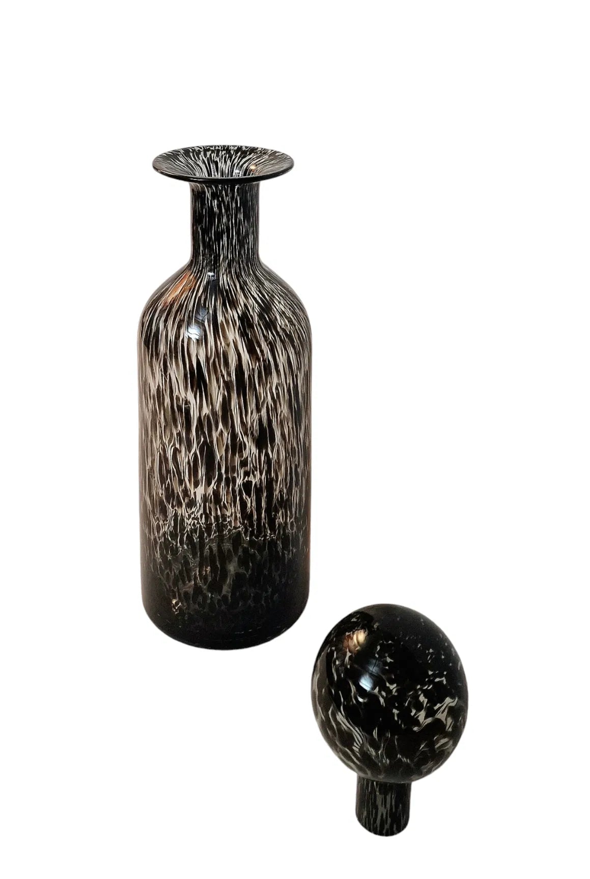 Glass Bottle With Round Lid Black & White 40cm - Price Crash Furniture