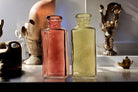 Set of 2 Red & Green Coloured Rectangle Glass Vase's 25cm - Price Crash Furniture
