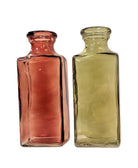 Set of 2 Red & Green Coloured Rectangle Glass Vase's 25cm - Price Crash Furniture