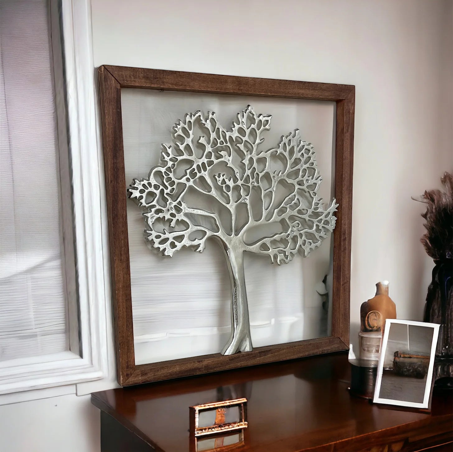 Large Silver Tree Of Life In A Frame, 46cm - Price Crash Furniture