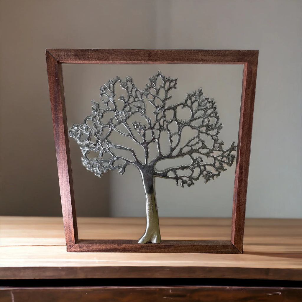 Large Silver Tree Of Life In A Frame, 46cm - Price Crash Furniture
