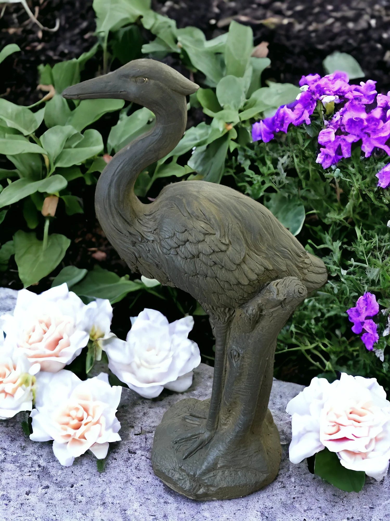 Stone Effect Grey Heron Statue - Price Crash Furniture