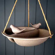 Earthy Straw Hanging Bird Bath And Feeder (27cm) - Price Crash Furniture