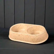 Earthy Small Duo Pet Bowl Made with Chaff (26x15cm) - Price Crash Furniture
