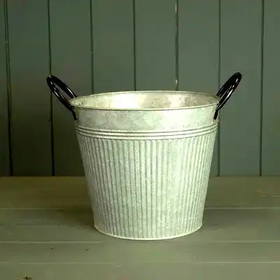 Ribbed Zinc Planter (23cm) - Price Crash Furniture