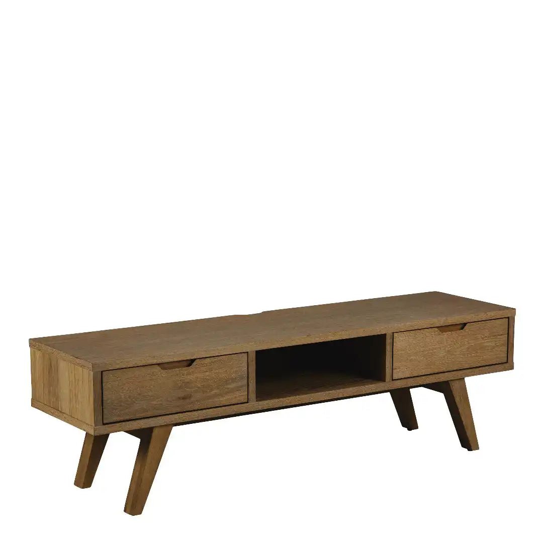 A - Line TV Unit with 2 Drawers in Smoked Oak - Price Crash Furniture