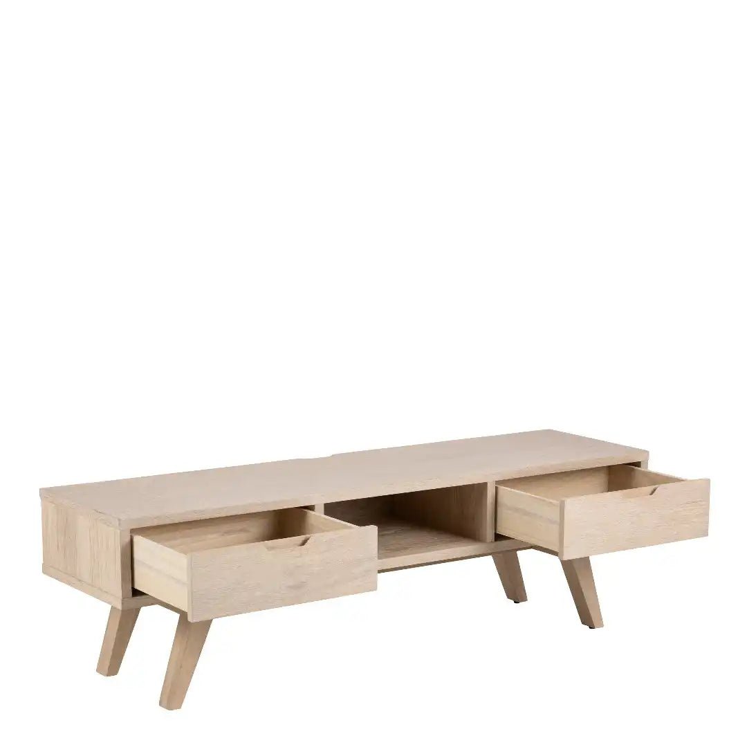 A - Line TV Unit with 2 Drawers in White Oak - Price Crash Furniture