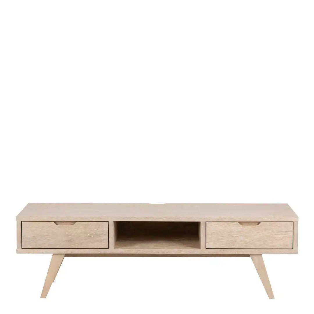 A - Line TV Unit with 2 Drawers in White Oak - Price Crash Furniture