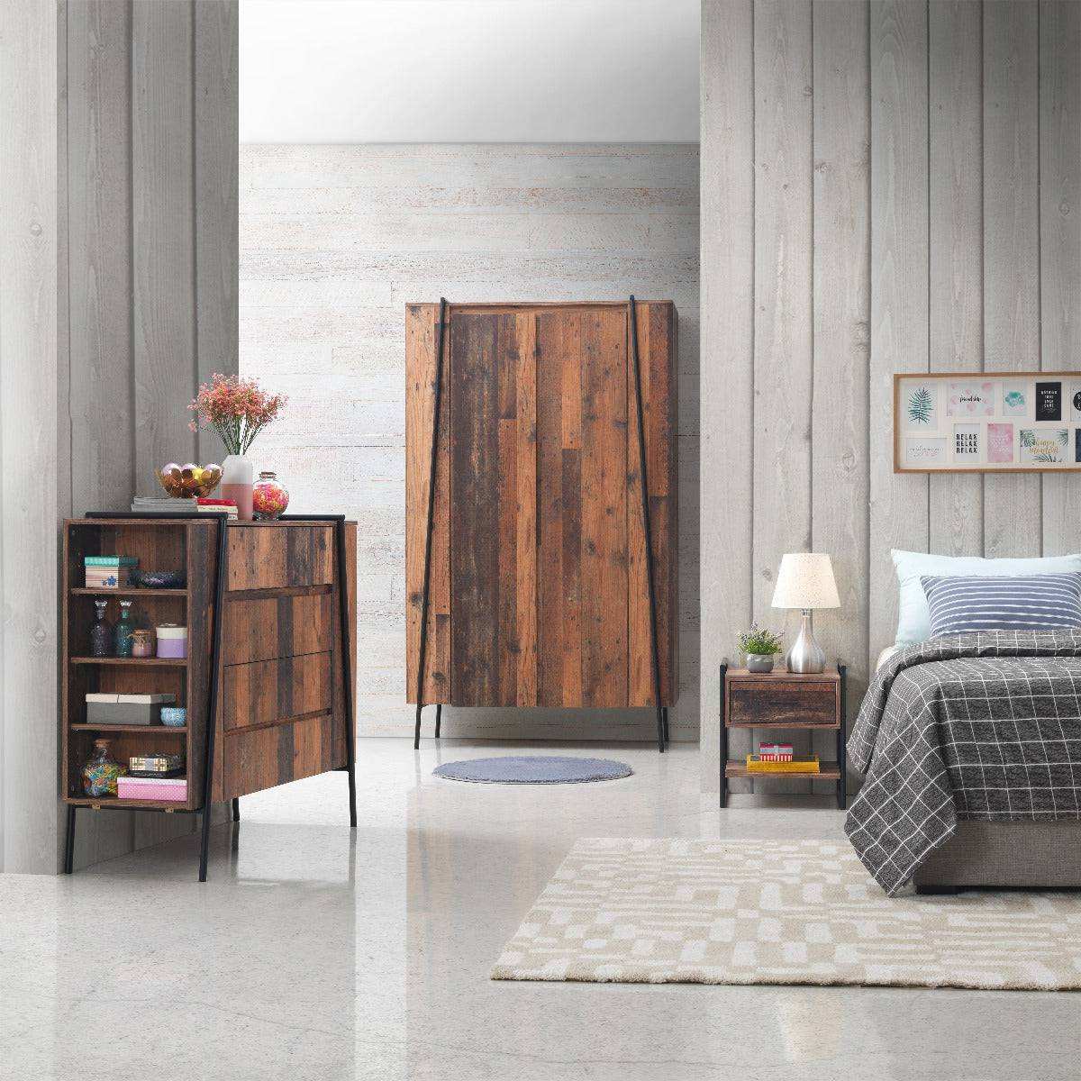 Abbey Tall 2 Door Wardrobe by TAD in Rustic Oak - Price Crash Furniture