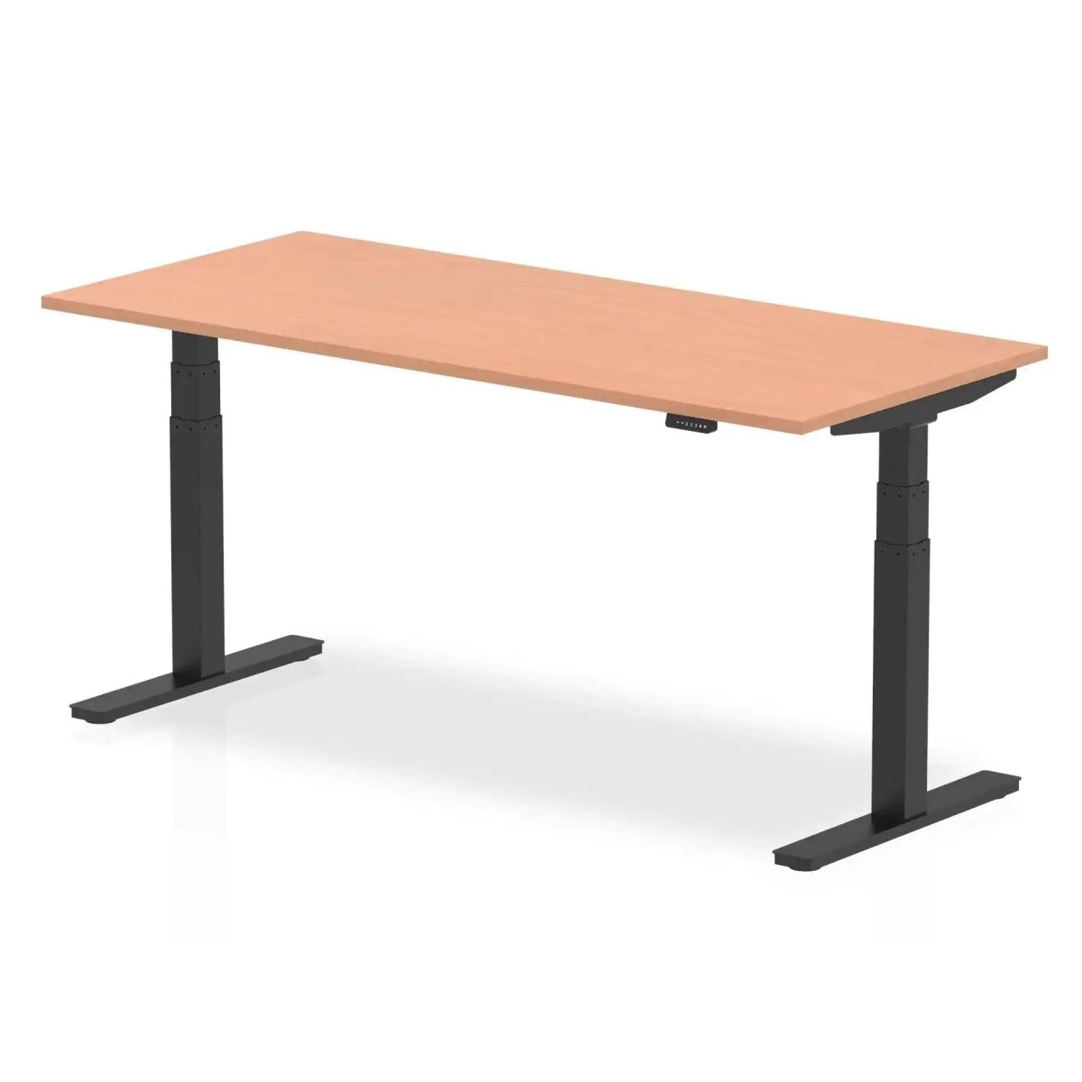 Air 800mm Height Adjustable Office Desk Beech Top Black Leg - Price Crash Furniture