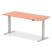 Air 800mm Height Adjustable Office Desk Beech Top Silver Leg - Price Crash Furniture