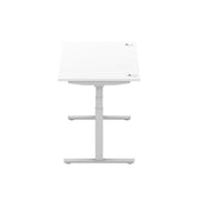 Air 800mm Height Adjustable Office Desk White Top Cable Ports Silver Leg - Price Crash Furniture