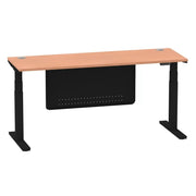 Air Modesty 600mm Height Adjustable Office Desk Beech Top Cable Ports Black Leg With Black Steel Modesty Panel - Price Crash Furniture