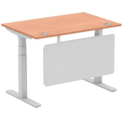 Air Modesty 800mm Height Adjustable Office Desk Beech Top Cable Ports Silver Leg With Silver Steel Modesty Panel - Price Crash Furniture