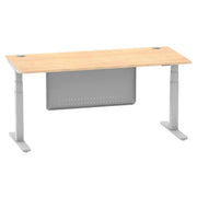 Air Modesty 800mm Height Adjustable Office Desk Maple Top Cable Ports Silver Leg With Silver Steel Modesty Panel - Price Crash Furniture