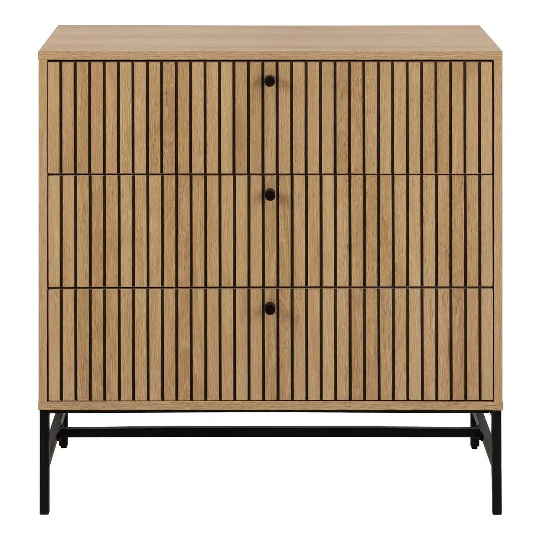 Albany Chest of 3 Drawers in Oak/Black Legs - Price Crash Furniture