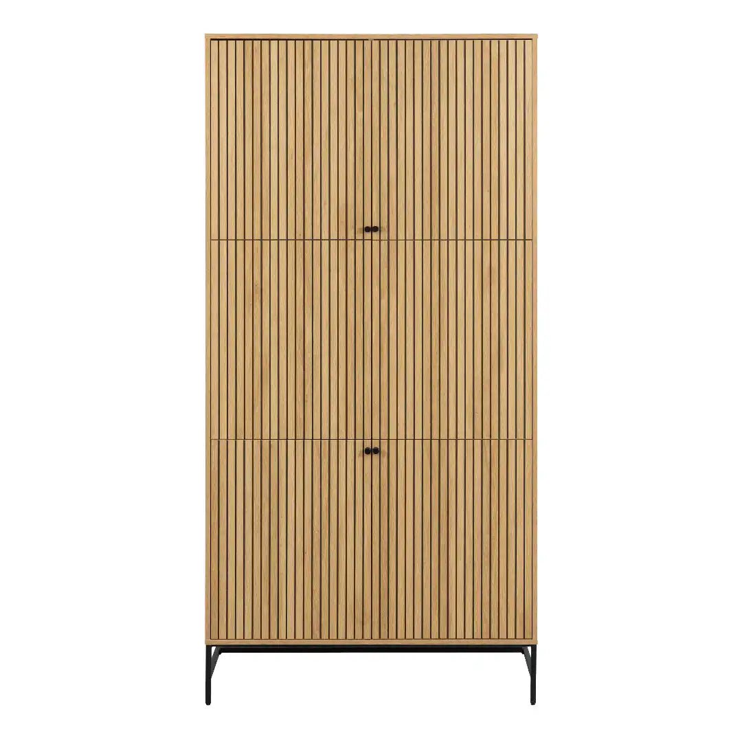 Albany Wardrobe 4 Doors in Black/Oak - Price Crash Furniture