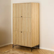 Albany Wardrobe 4 Doors in Black/Oak - Price Crash Furniture